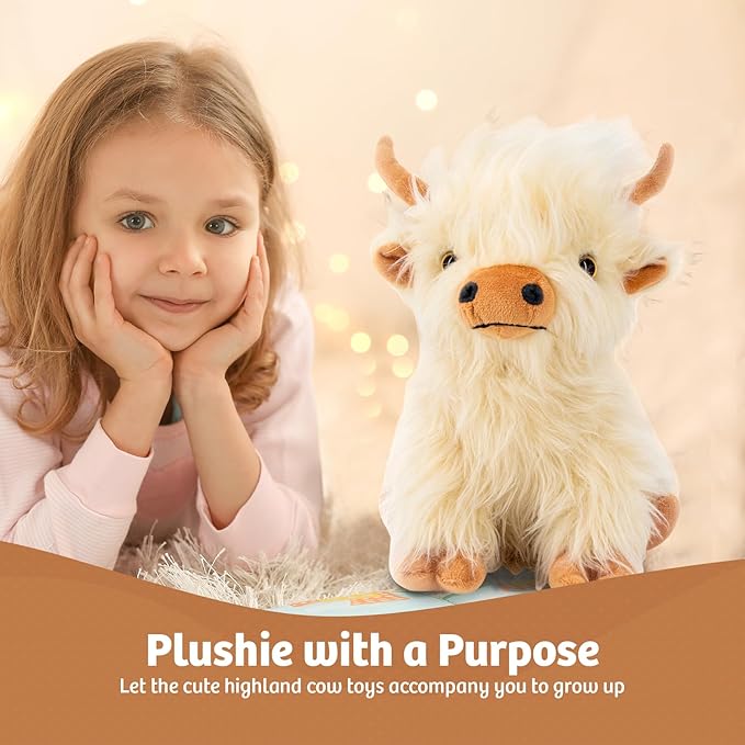 Marysun Microwavable Highland Cow Stuffed Animal - Weighted Stuffed Animal Plush, Heating Pad, Cozy Gift for Girls|Women|Kids|Elderly People