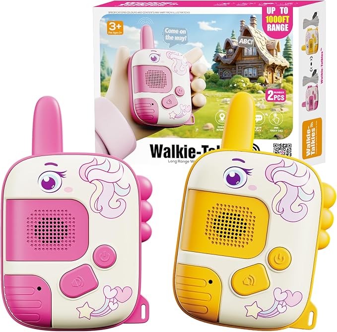 Walkie Talkies Toys for Girls:Unicorn Toys 2 Pack Birthday Gifts for 3 4 5-7 8 Year Old Girls Toy for 4 5 6 7 8-10 Year Old Camping Outdoor Games,Christmas Easter Gifts for Girls Kids