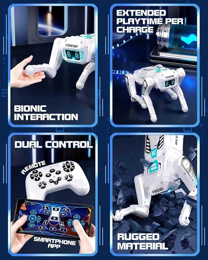 Smart Robot Dog for Kids 3-12, App & Remote Control RC Stunt Puppy with 2 Batteries, Programmable STEM Toy with AI Emotion Mode & 30+ Actions - Interactive Electronic Pet Gift for Boys Girls