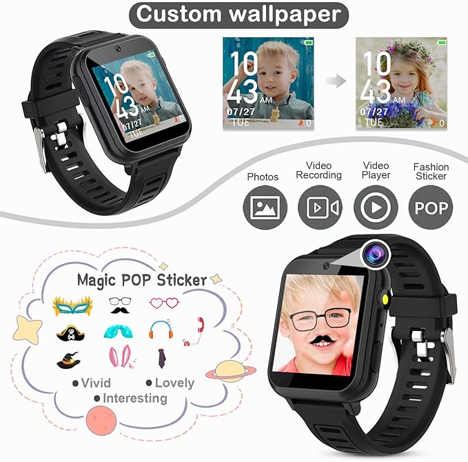 Kids Smart Watch for Boys Girls with Video,Camera,Music Player,39 Games,Pedometer, Alarm Clock, Calculator,Torch, Touch Screen,12/24 hr,Toys for Ages 4-12 Years Old.Birthday Gift for Kids