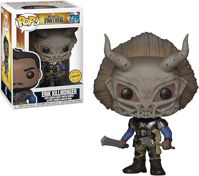 Funko Pop! Marvel: Black Panther - Masked Erik Killmonger Limited Edition Chase Variant Vinyl Figure (Includes Compatible Pop Box Protector Case)