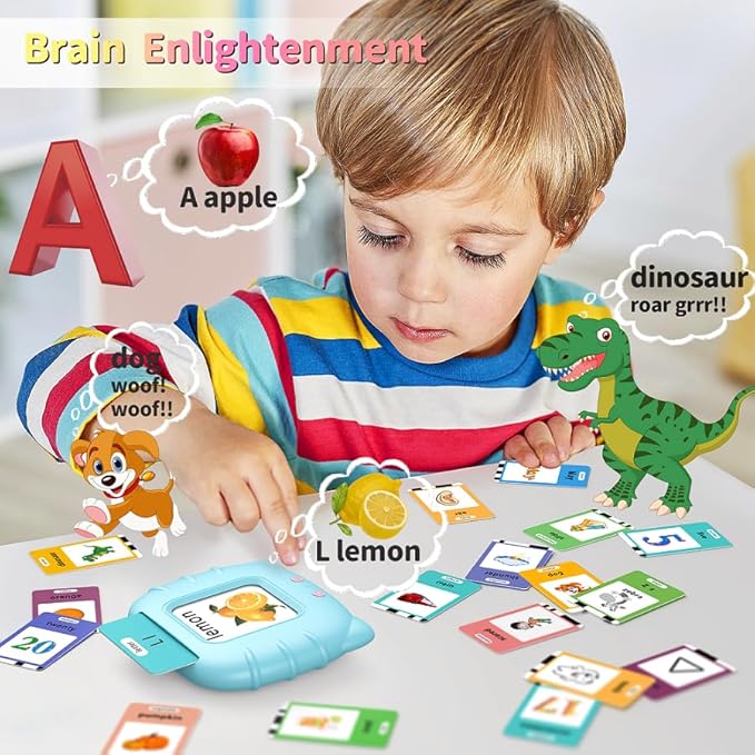 252 Sight Words Talking-Flash-Cards, Easter Birthday Gifts for Boys 1 2 3 4 5 6 Year Old, Educational Montessori Toys, Pocket Speech Language Learning Toys for Toddlers Ages 1-6, Blue