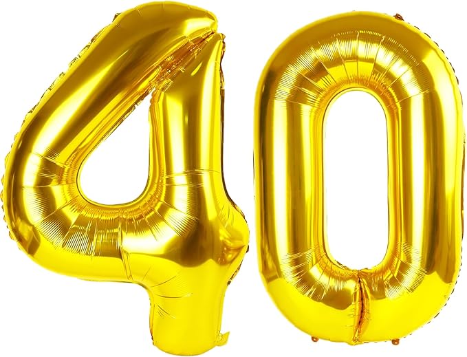 40 Inch Gold Balloon Number 40 Balloon,Jumbo Mylar Foil Helium Balloon for 40 Birthday Digital Balloons for Birthday Party,Wedding Anniversary Party Decorations