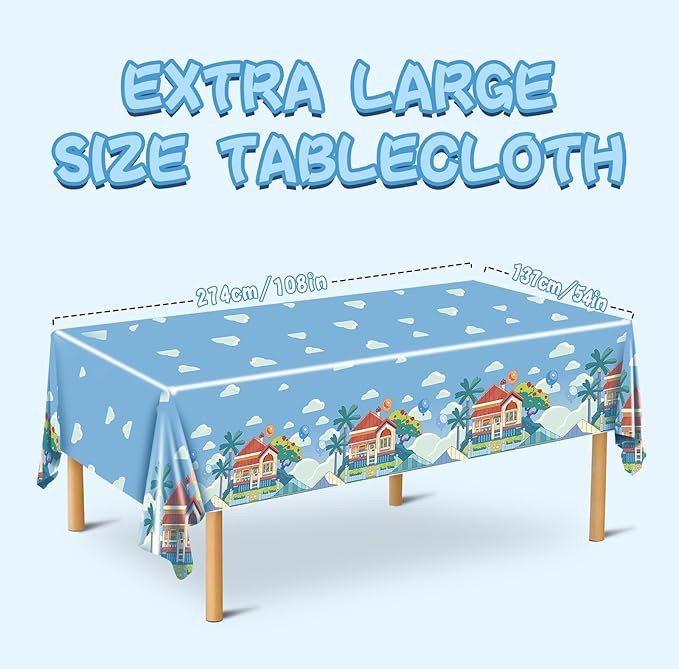3 Pack Blue Dog Birthday Party Supplies, Blue Party Decorations Tablecloth Happy Birthday Decor Table Cover