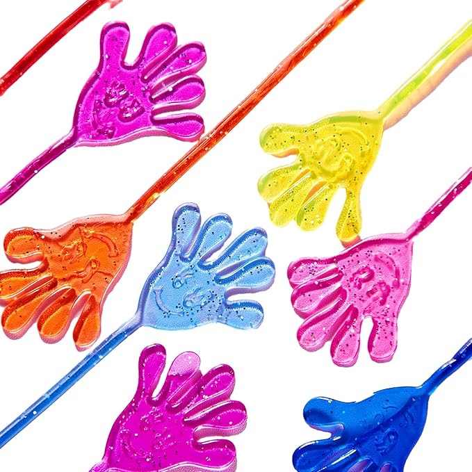 JOYIN 120Pcs Glitter Sticky Hands Party Favors, Easter Egg Fillers Party Favors Set for Kids, Holiday Traditions, Classroom Treasure Box Carnival Prizes Bulk Pinata Stuff Mini Toys, goodie bags