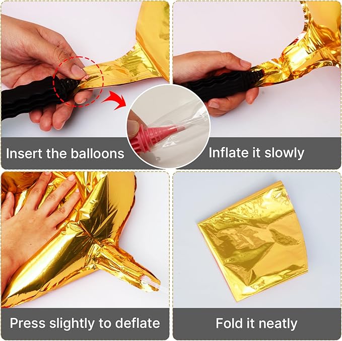 PartyWoo Metallic Gold Foil Balloons 6pcs 32 Inch Large Round Foil Big Giant 4D Jumbo Inflatable Mirror Ball Mylar Balloons for Graduation Birthday Baby Shower Anniversary Tea Party Decorations