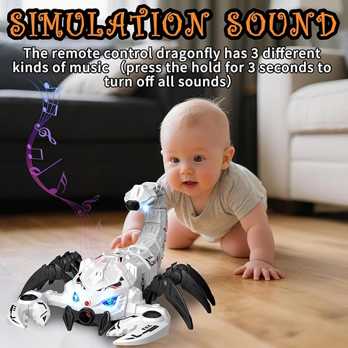 RC Scorpion Robot Toy with 2.4GHz Remote, Lights, Music & Spray - Realistic Scorpion Gift for Kids, Perfect for Holidays, Parties & Pranks