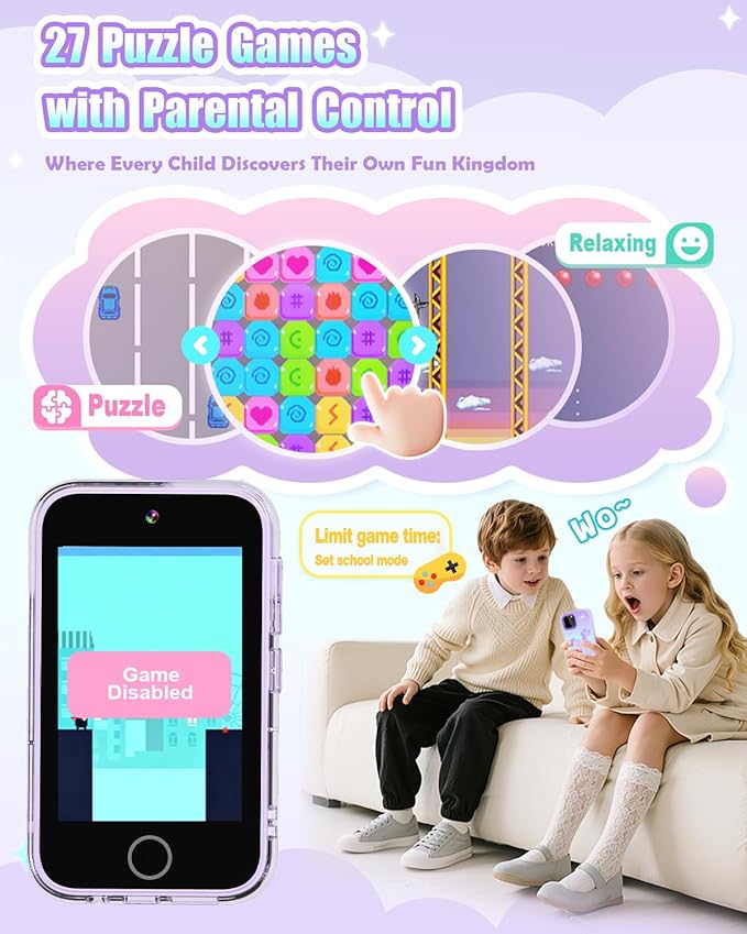 Kids Smart Phone for Girls,Toddler Christmas Birthday Gifts 3 4 5 6 7 8 Year Old Girl, 3.5 Inch Touchscreen Kids Phone Learning Toys for kid Ages 3-8,Dual Camera,Music Player,Puzzle Game,Habit Tracker