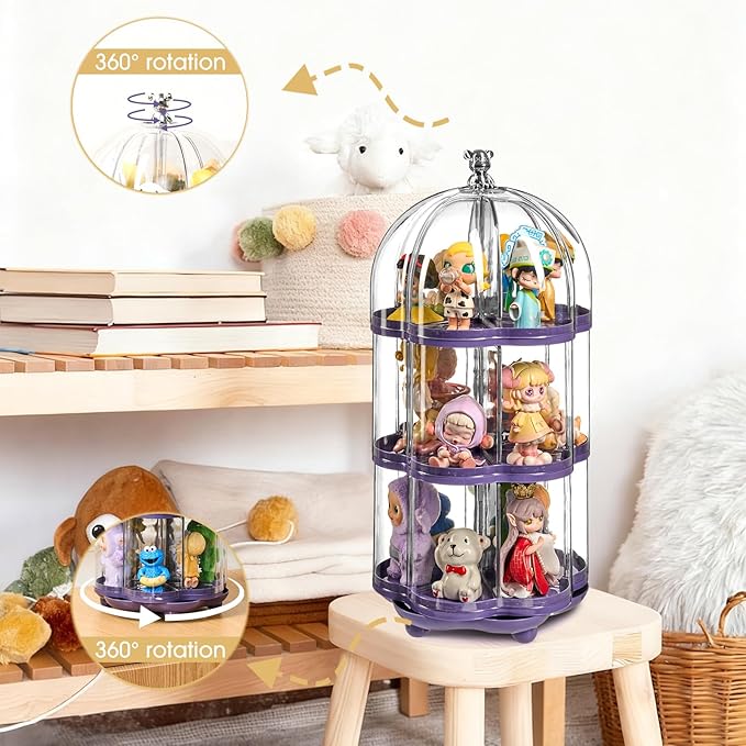 3 Layer Transparent Doll Display Box, Doll Display Stand for Pop Mart Collectibles Action, Dust-Proof, All-Round Display of Dolls Lego (3 Layer)