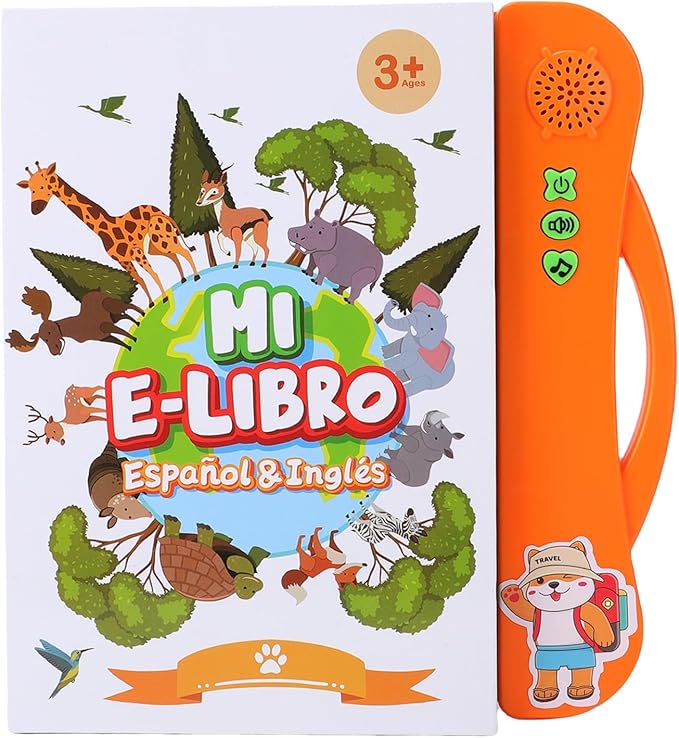 JTLB Interactive Bilingual Learning Book with Electronic Bilingual Toy for Kids, Spanish English Talking Book for Early Learners
