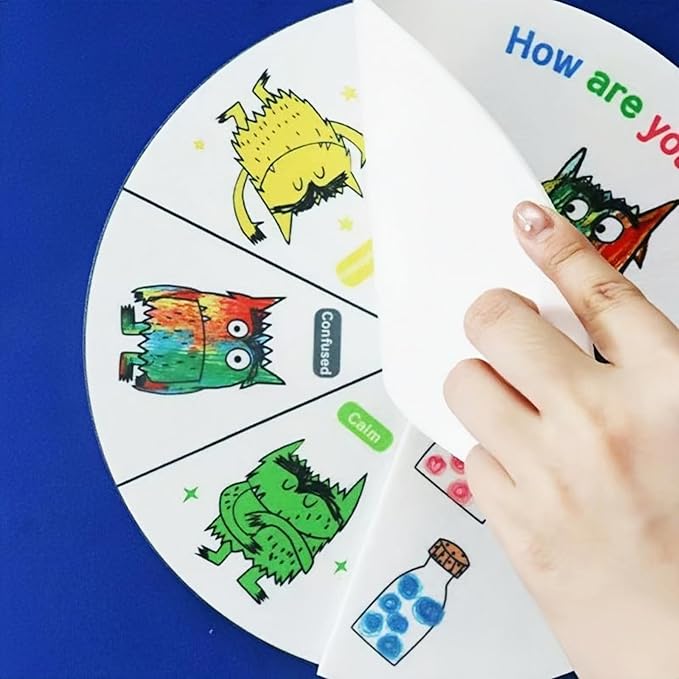 Felt Color Monster Emotion Wheel – Montessori Social-Emotional Learning Toy for Kids – Interactive Parent-Child Communication Tool & Classroom Emotional Education Game
