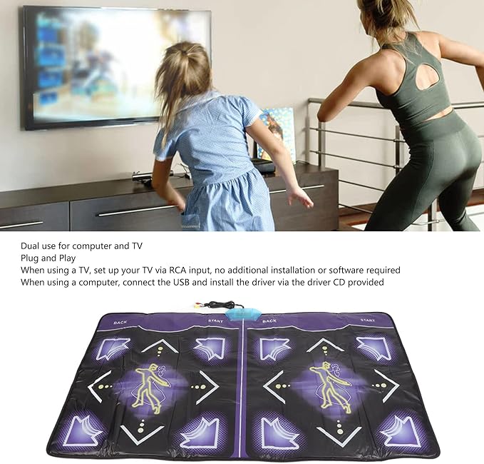 Diyeeni Electronic Dance Mat, Dance Step Pad with Handle, Double Dance Floor Mat for Adult Kids, with 100 Dance Songs, 60 Games, 512MB Memory Card, Input/USB Connector(US)