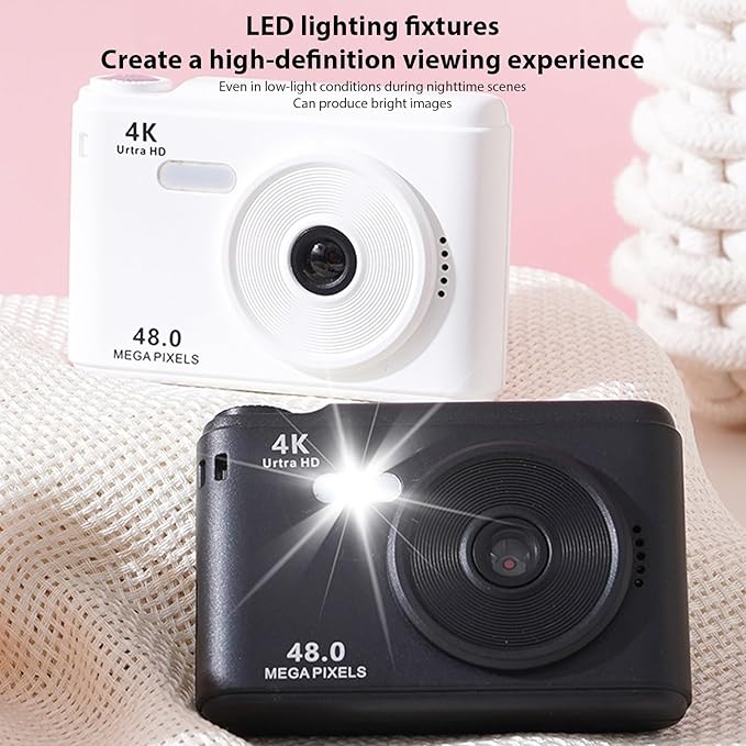 720P Electronic Camera for Children 48MP Photo 4K Video Registering Scratch Immune Display 16X Enlarge Multiple Color Sieves Electronic Toy Camera Gift