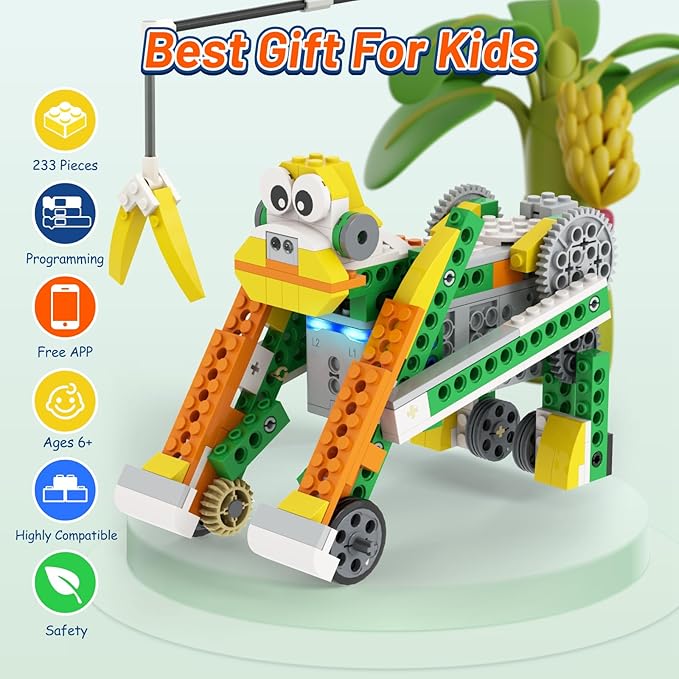 Q Robot Building Kit, 20-in-1 Programmable APP RC Car Robotics Coding Kit, STEM Projects Educational Birthday Gifts for Boys Girls Kids Aged 6-12 (233 Pieces)