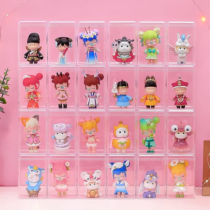 5Pcs Action Figure Storage Boxes Clear Plastic Display Cabinet for Collectible Figurines Toy Organizer 2.48X2.16X3.74 Inch Protective Showcase for Model Display