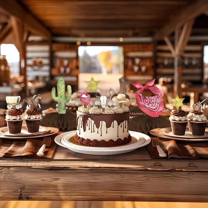 12 Pack Cowboy Table Decorations - Cowboy Party Decorations for Kids' Birthday and Themed Events - Cowboy Table Toppers