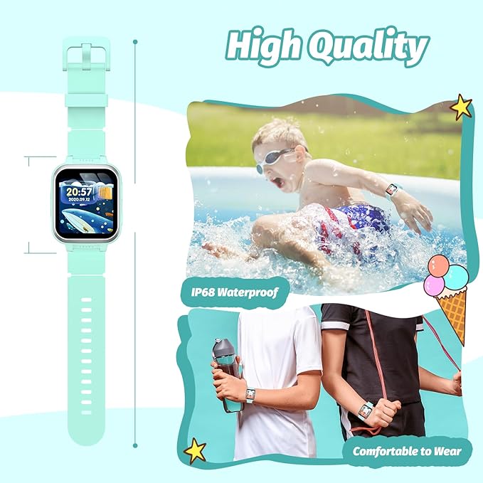 Kids Smart Watch with Puzzle Games HD Touch Screen Camera Video Music Player Pedometer Alarm Clock Flashlight Fashion Kids Smartwatch Gift for 6-13 Year Old Boys Girls Toys