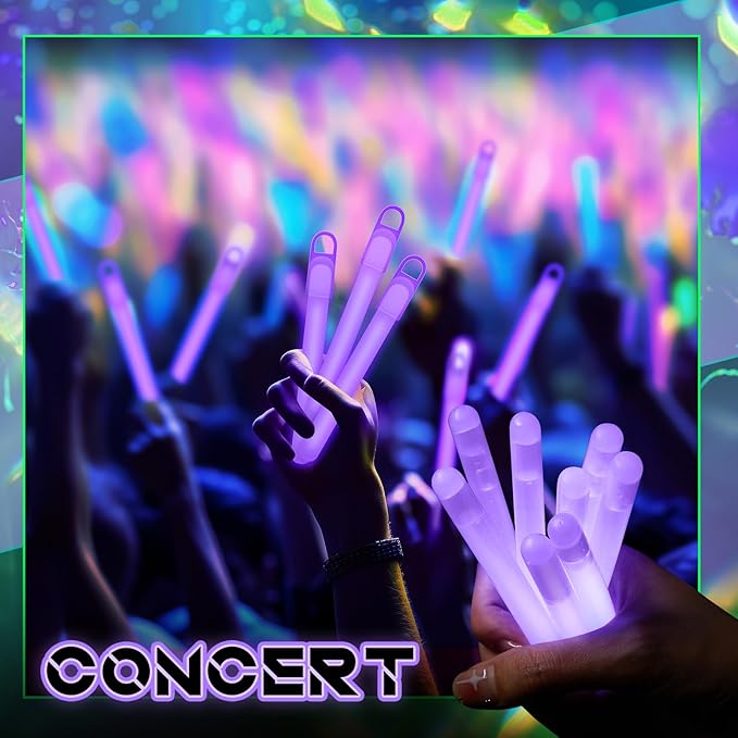 Lewtemi 100 Pack 4" or 6" Bright Glow Sticks Bulk, Glow in the Dark Party Supplies Birthday and Holidays (4 Inch,Purple)