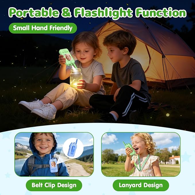 Walkie Talkies for Kids Video Toys, 2Pack Rechargeable Video Intercom Kids Walkies Talkies with 2.0" IPS Screen & Long Range, Outdoor Christmas Birthday Gifts for Boys Girls 3-12 Year Old