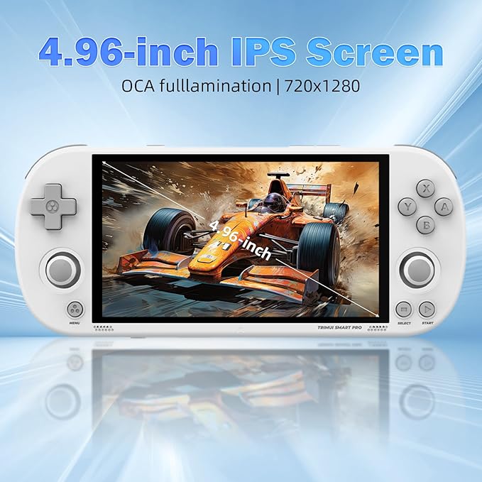 Trimui Smart Pro Retro Handheld Gaming Console Video Gaming Console Trimui Smart Pro Retro Portable Game Console Emulator Dual Joystick Design 4.96 inch 720x1280 IPS Screen 5000mAh 64G TF Card White