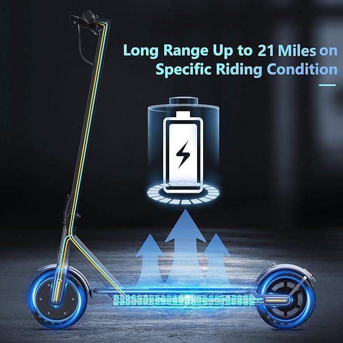 VOLPAM Electric Scooter, 350W/500W Powerful Motor, 8.5"/10" Solid Tires, 19/21Mph, 28/23/21/16 Miles Max Range, Dual Braking