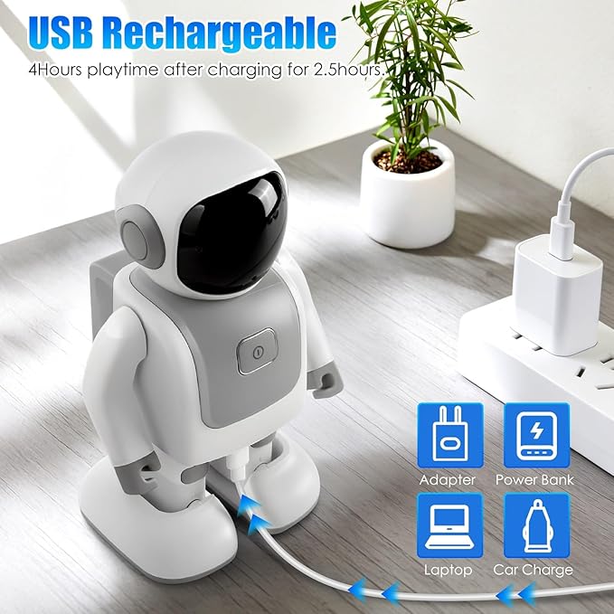 iMounTEK AI Robot Smart Interactive Learning Dancing Robot Telling Story Singing Music Programmable Moves Voice Assistant for Gift/Grey