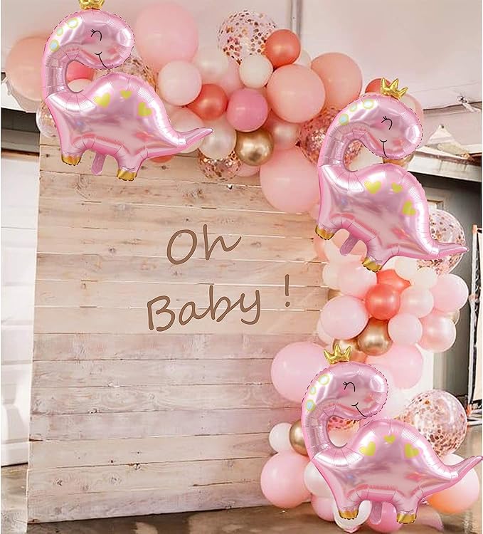 Large Pink Dinosaur Balloons,2 PCS 38 Inch Dino Balloons,Pink Dinosaur Birthday Decorations