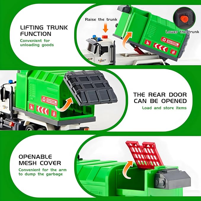 Large Garbage Truck Toys for 3 4 5 6 7 8 Year Old Boys, Lights and Sounds Truck Vehicles Toy for Kids Childs Toddlers Christmas Birthday Gift
