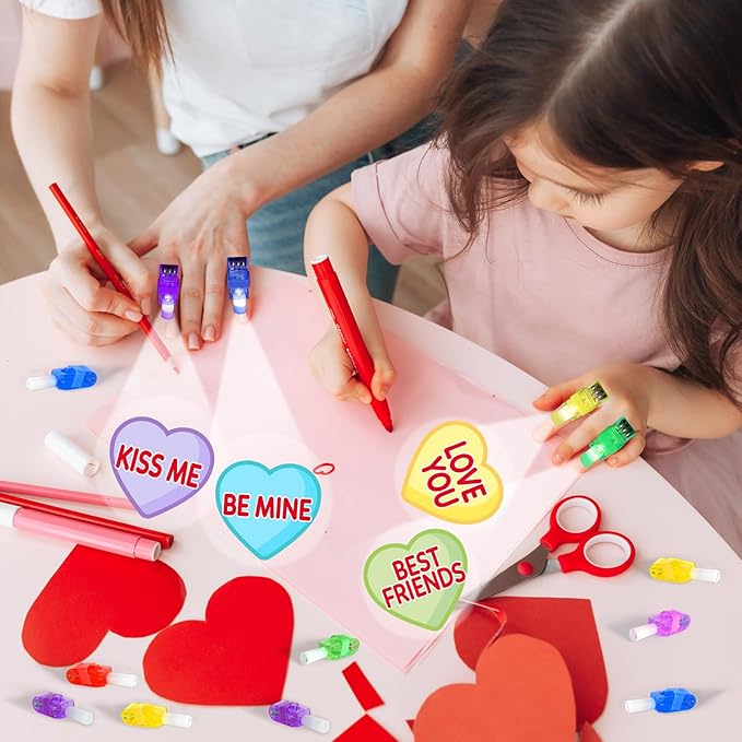 36 PCS Valentine's Day LED Finger Lights Love Heart Party Favors Glow in the Dark Light Up Finger Lights Themed Toys Bulk for Birthday Party Goodie Bag Stuffer Birthday Gifts Classroom Prize