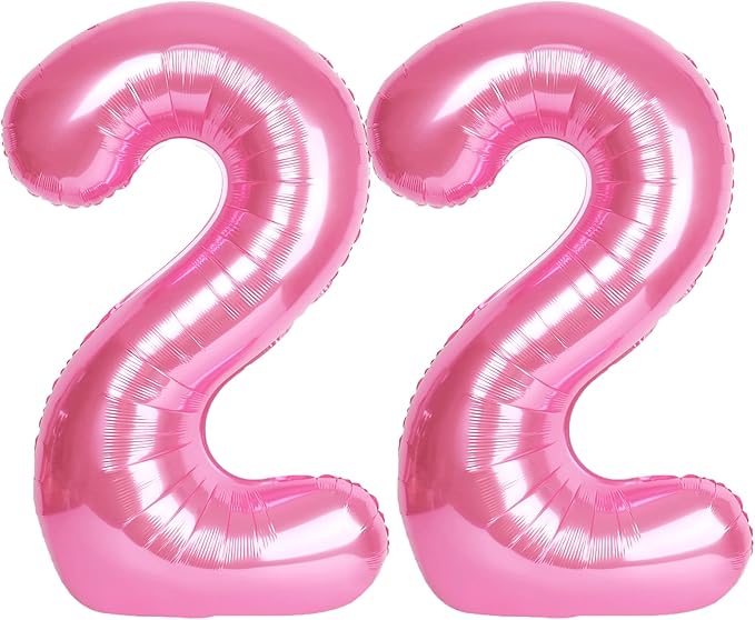 40 Inch Pink Number 22 Digital Balloon,Jumbo Mylar Foil Helium Balloon for 22 Balloons for Birthday Party,Wedding Anniversary Party Decorations