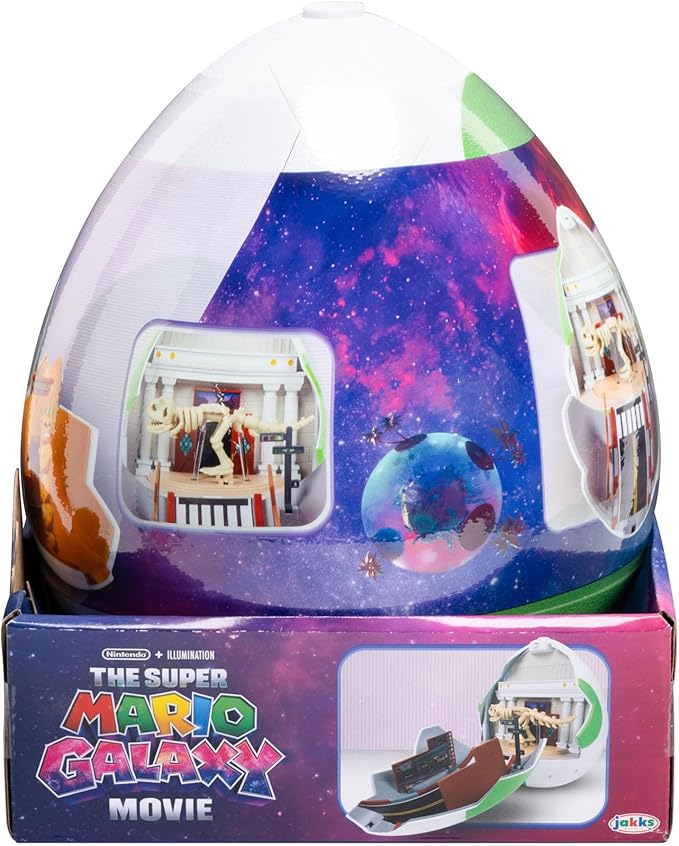 The Super Mario Galaxy Movie – 9-Inch Yoshi Egg Playset with 1.5” Yoshi and Exclusive Fire Mario Action Figures, Opens to Reveal Double-Sided Playset!