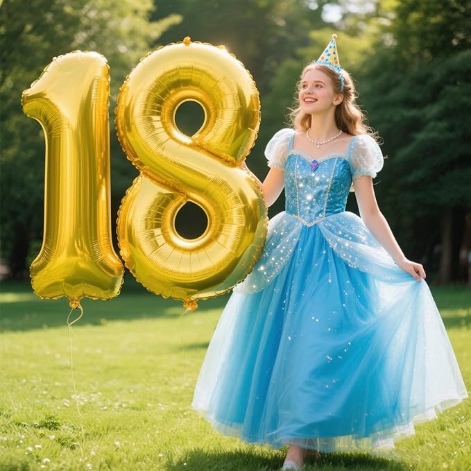 40 Inch Gold Balloon Number 18 Balloon,Jumbo Mylar Foil Helium Balloon for 18 Birthday Digital Balloons for Birthday Party,Wedding Anniversary Party Decorations