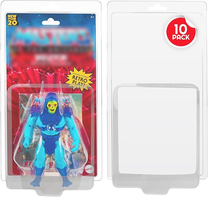 EVORETRO Thick PET Clamshell Display Case Protector for Masters of The Universe Carded Action Figure Box - 5.5 Inch Motu Carded Blister Pack PET Clear Case, 0.60MM Thick, Scratch Resistant, (10 Pack)