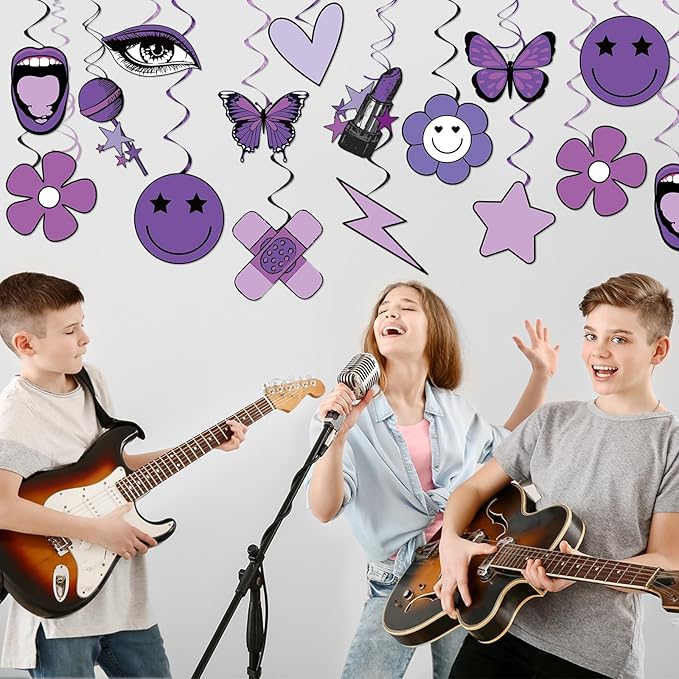 Music Hanging Swirl for Singer Birthday Party Decorations Pop Theme Swirl Ceiling Girl Singer Theme Party Ceiling Hanging for Music Birthday Baby Shower Fans Celebration Supplies