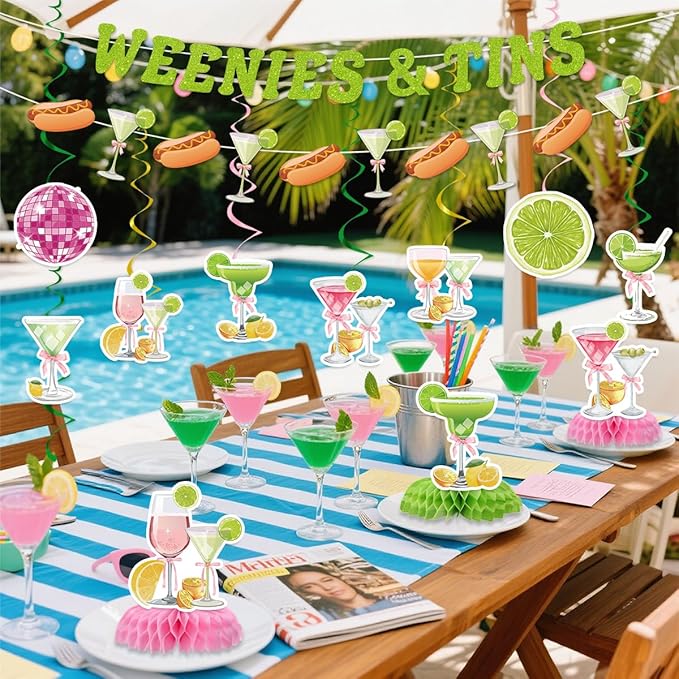 Weenies Tinis Martini Party Decorations Include Weenies Tinis Glitter Banners Hanging Swirls Honeycomb Centerpiece Hot Dog Weenies Tinis Theme Party Supplies For Bachelorette Party