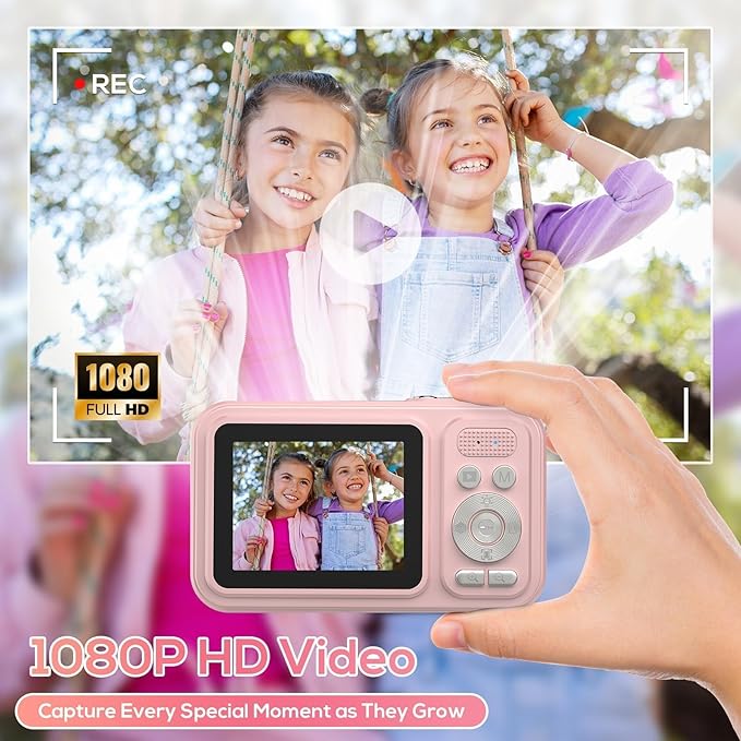 Digital Camera for Kids, 48MP FHD 1080P Point and Shoot Digital Cameras with 16X Zoom Anti-Shake, Compact Portable Cameras for Photography, Compact Camera for 6 7 8 9 10 Years Old- Toys for Toddler