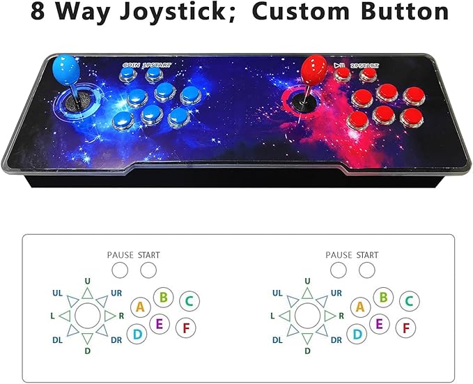 [32000 in 1 78S Pandora Box Arcade Game Console Compatible PC & Projector & TV,3D Games 1-4 Players Double Joystick Favorite List Game Category Save/Search/Hide/Pause/Delete Games.