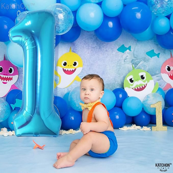KatchOn, Blue Number 1 Balloon for 1st Birthday - 40 Inch | 1 Balloon Number | One Balloons for 1st Birthday Decorations, Blue Bday Decoration | Happy Anniversary Decorations