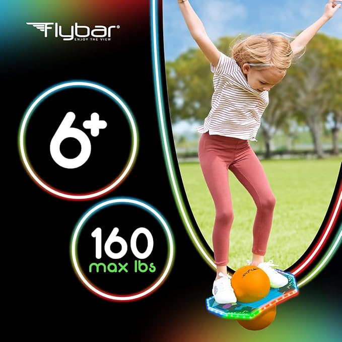 Flybar Pogo Trick Ball for Kids – Balance Bounce Board with Anti-Slip Deck – Pump Included - Indoor & Outdoor Toys for Boys and Girls Fun Way to Reduce Screen Time Supports up to 160 lbs – Ages 6+