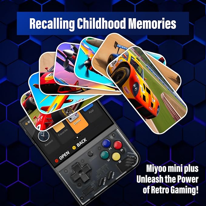 Miyoo Mini Plus, Retro Gaming Console with 64G Memory Card, 3.5-inch IPS Screen, 3000mAH Long Endurance Battery，with Storage Case, Support 10000+ Games (Black 64G)
