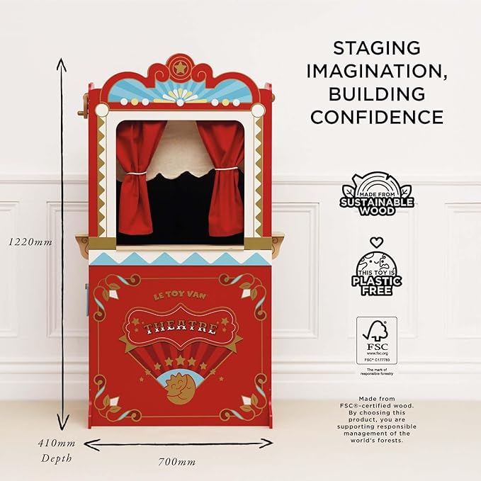 Le Toy Van - Wooden Educational Puppet Theatre | Kids Role Play Toy | Great As A Gift - Suitable for 3 Years + (TV333)