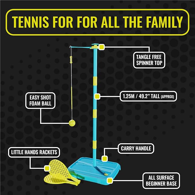 Swingball All Surface Tetherball Tennis Set – Portable Outdoor Game for Kids & Adults – Includes Paddles & Ball – Backyard, Lawn, or Park Active Play – Family Fun, Easy Setup & Storage