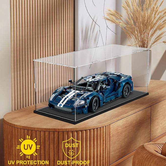 Acrylic Display Case Box for 1/12 Scale Model Car, Dustproof Protective Assemble Cover for Lego Fast and Furious Dodge 42111, Batman Batmobile 42127, Display Box for Collectibles (19.7x7.9x7.9inch)