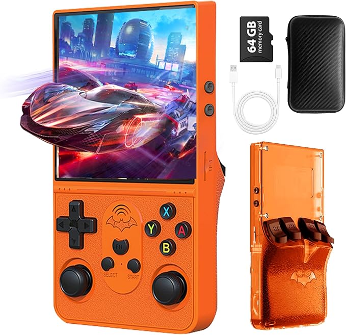 S600 Retro Gaming Console, Retro Handheld Console 4.0'' Screen Linux System, 64G TF Card, Support 30+ Simulators, 3500mAh Rechargeable Portable Pocket Arcade