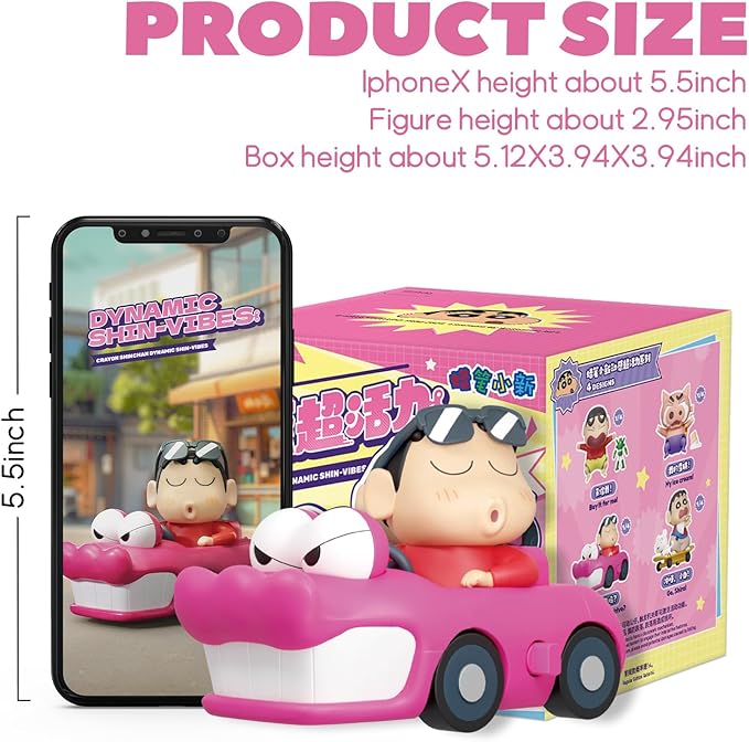 52TOYS Crayon Shinchan Dynamic Shin-Vibes, 1PC Action Figure Collectible Toy Kawaii Creative Gift Room Decor Desktop Decoration, Gift for Birthday Party