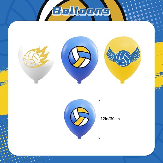 Volleyball Theme Party Supplies Volleyball Birthday Party Decorations Includes Volleyball Happy Birthday Banner Cake Topper Cupcake Toppers Balloons for Sports Party Volleyball Theme Party