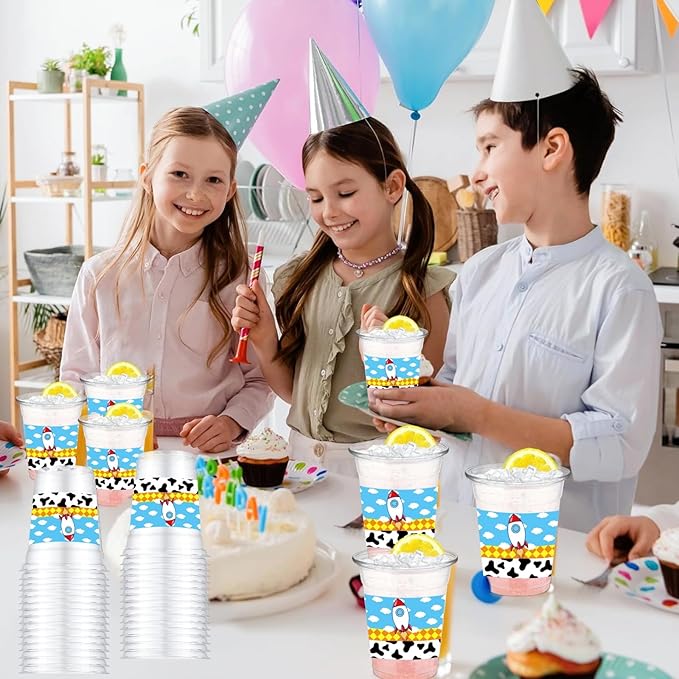 Cartoon Story Party Supplies,12oz Cartoon Story Birthday Party Cups Disposable Clear Plastic Cups for Cartoon Story Party Table Supplies (40PCS)