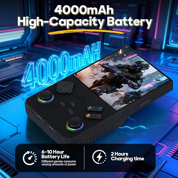 2025 New V40 Max Retro Handheld Game Console, 40000 Preloaded Games, 256GB Expandable Storage, 4 Inch IPS HD Screen, Portable Gaming Device with Long Battery Life (Black)