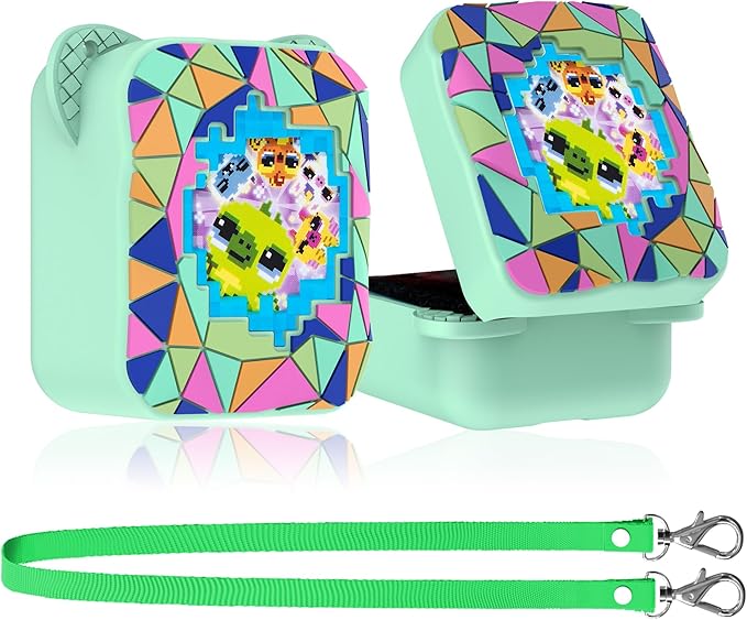 Silicone Case for Bitzee Magicals Interactive Toy, Protective Sleeve 2 in 1 Cover + Lanyard for Bitzee Magicals Interactive Toy Electronic Pets Accessories - Mint Green