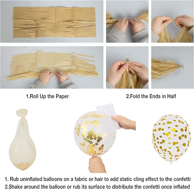 Amandir Rose Gold Birthday Party Decorations Kit, Confetti Foil Rose Gold Balloons Happy Birthday Banner Tassels Metallic Fringe Curtains Valentines day 30th 40th 50th 60th Party Supplies for Women